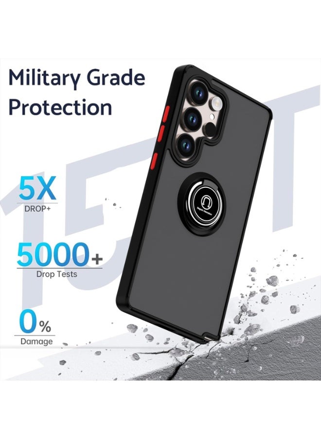 جراب لهاتف سامسونج جالاكسي إس 26 ألترا 5G مع حامل حلقي، غطاء واقٍ غير لامع وشفاف مقاوم للصدمات لهاتف سامسونج جالاكسي إس 26 ألترا - Image 5